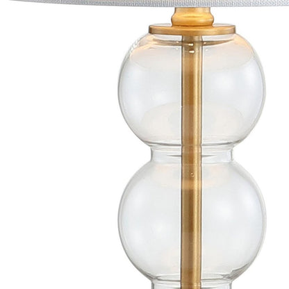 21" Clear And Gold Table Lamp With Drum Shade