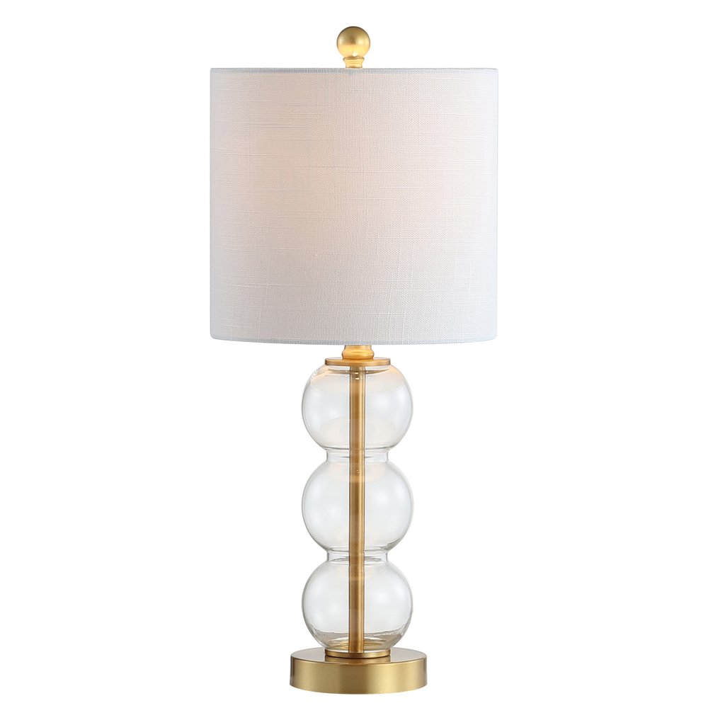 21" Clear And Gold Table Lamp With Drum Shade — view 1