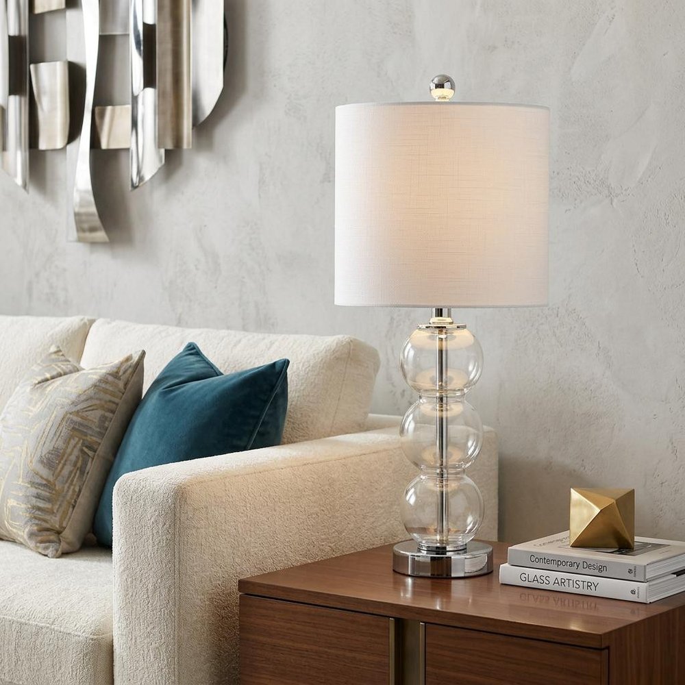 21" Silver Novelty Table Lamp With Globe Shade HomeRoots
