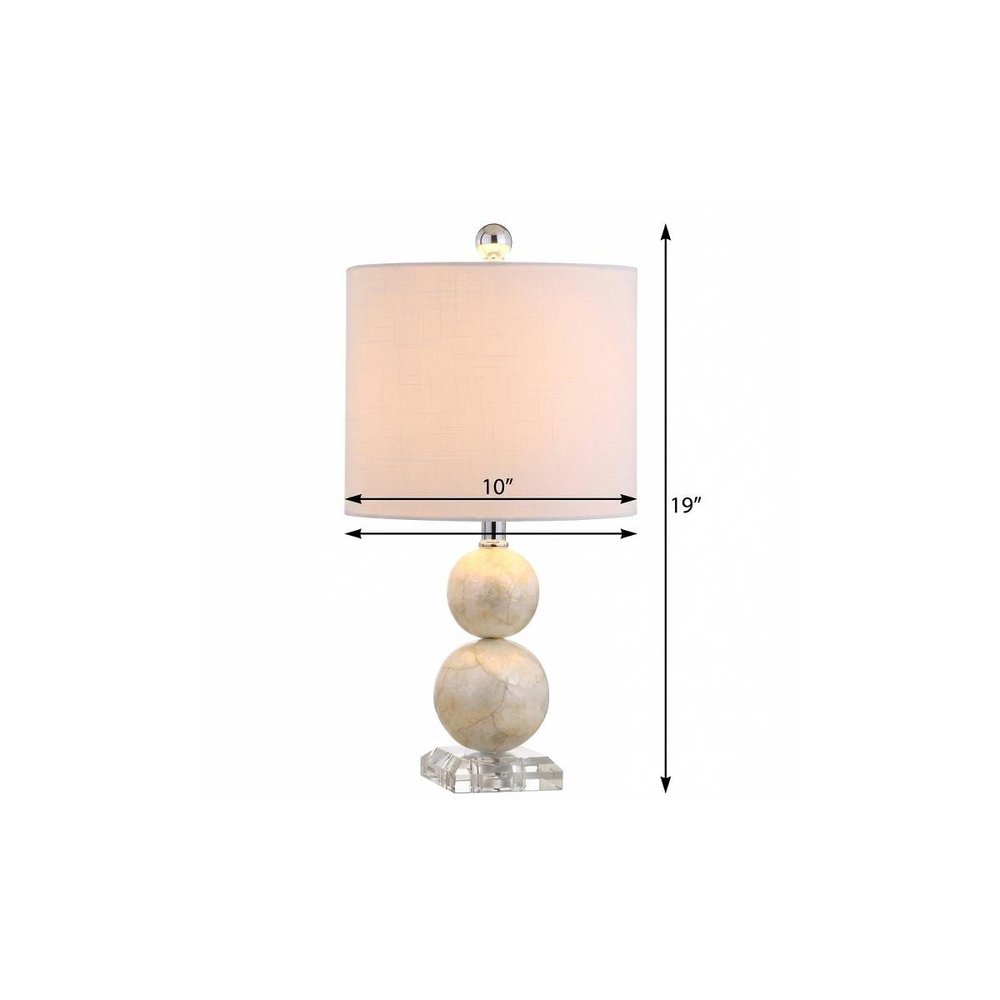 19" Clear And Off White Globe Table Lamp With Drum Shade HomeRoots