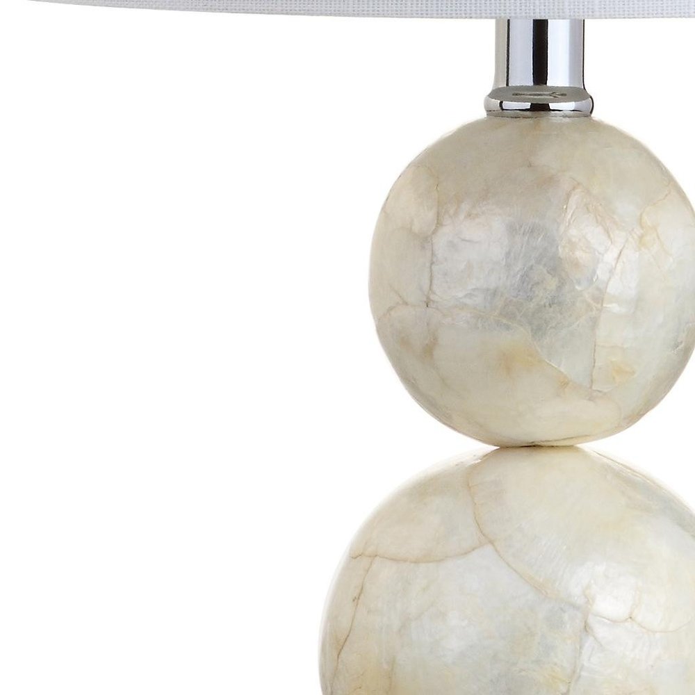 19" Clear And Off White Globe Table Lamp With Drum Shade HomeRoots