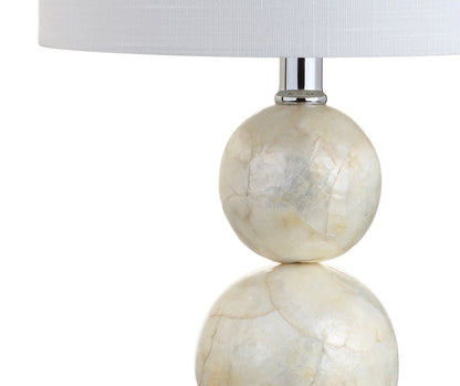 19" Clear And Off White Globe Table Lamp With Drum Shade HomeRoots