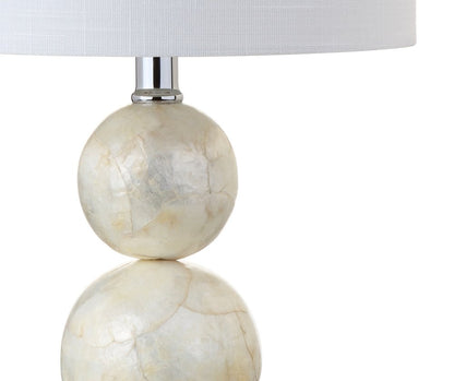 19" Clear And Off White Globe Table Lamp With Drum Shade HomeRoots