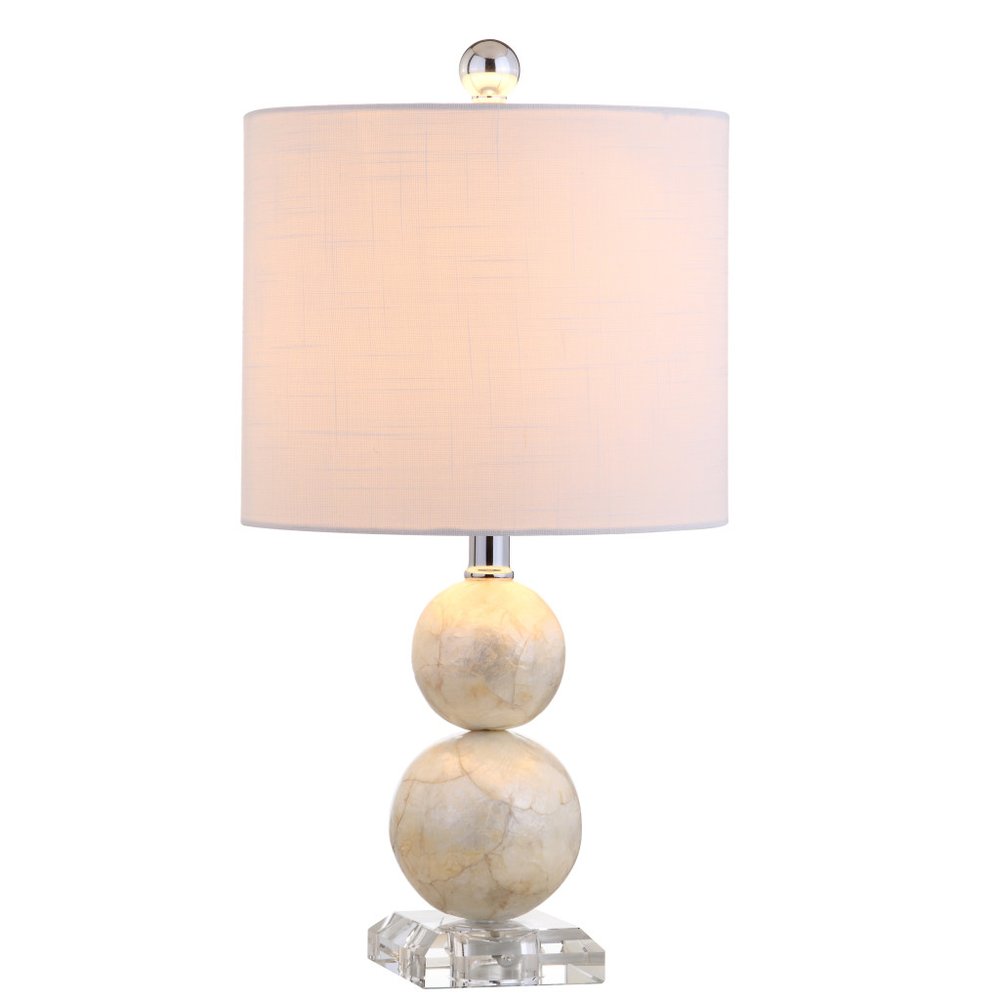 19" Clear And Off White Globe Table Lamp With Drum Shade HomeRoots