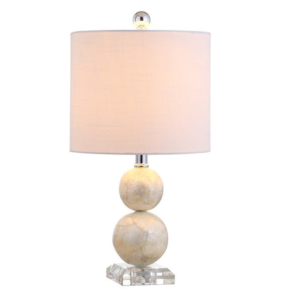 19" Clear And Off White Globe Table Lamp With Drum Shade HomeRoots