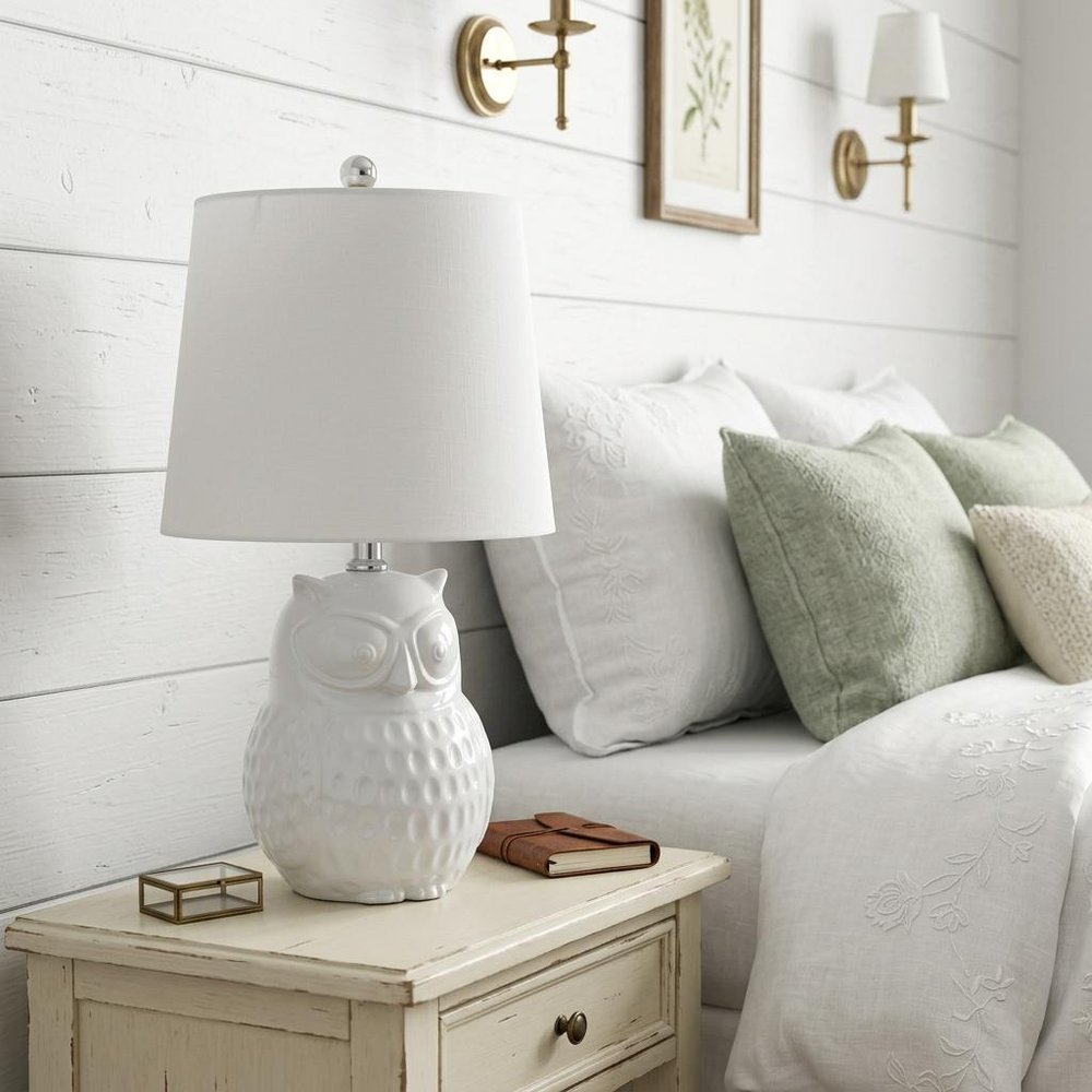 21" Clear Novelty Desk Lamp With Drum Shade HomeRoots