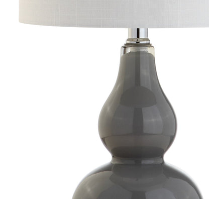 21" Silver Gourd Table Lamp With Drum Shade HomeRoots