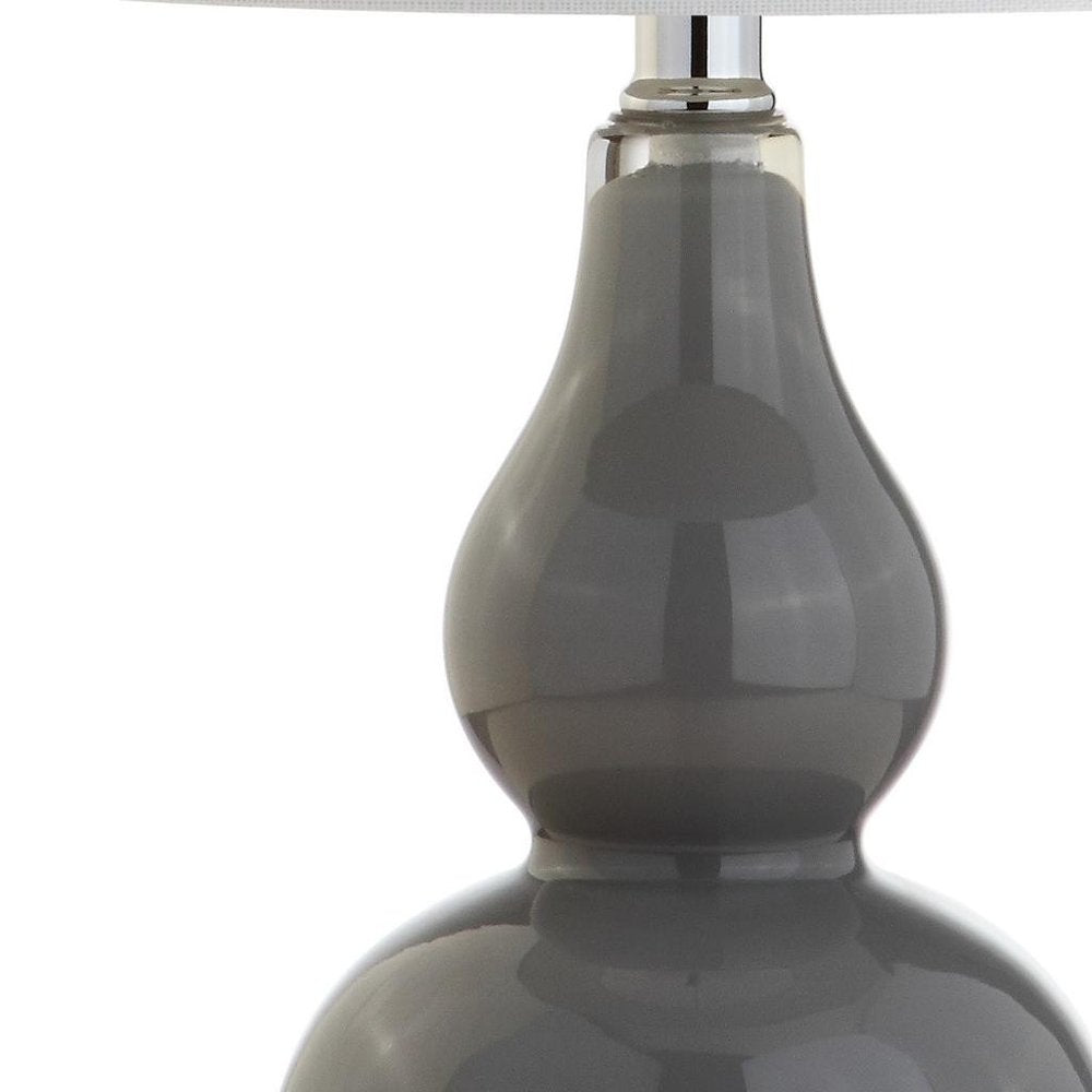 21" Silver Gourd Table Lamp With Drum Shade HomeRoots