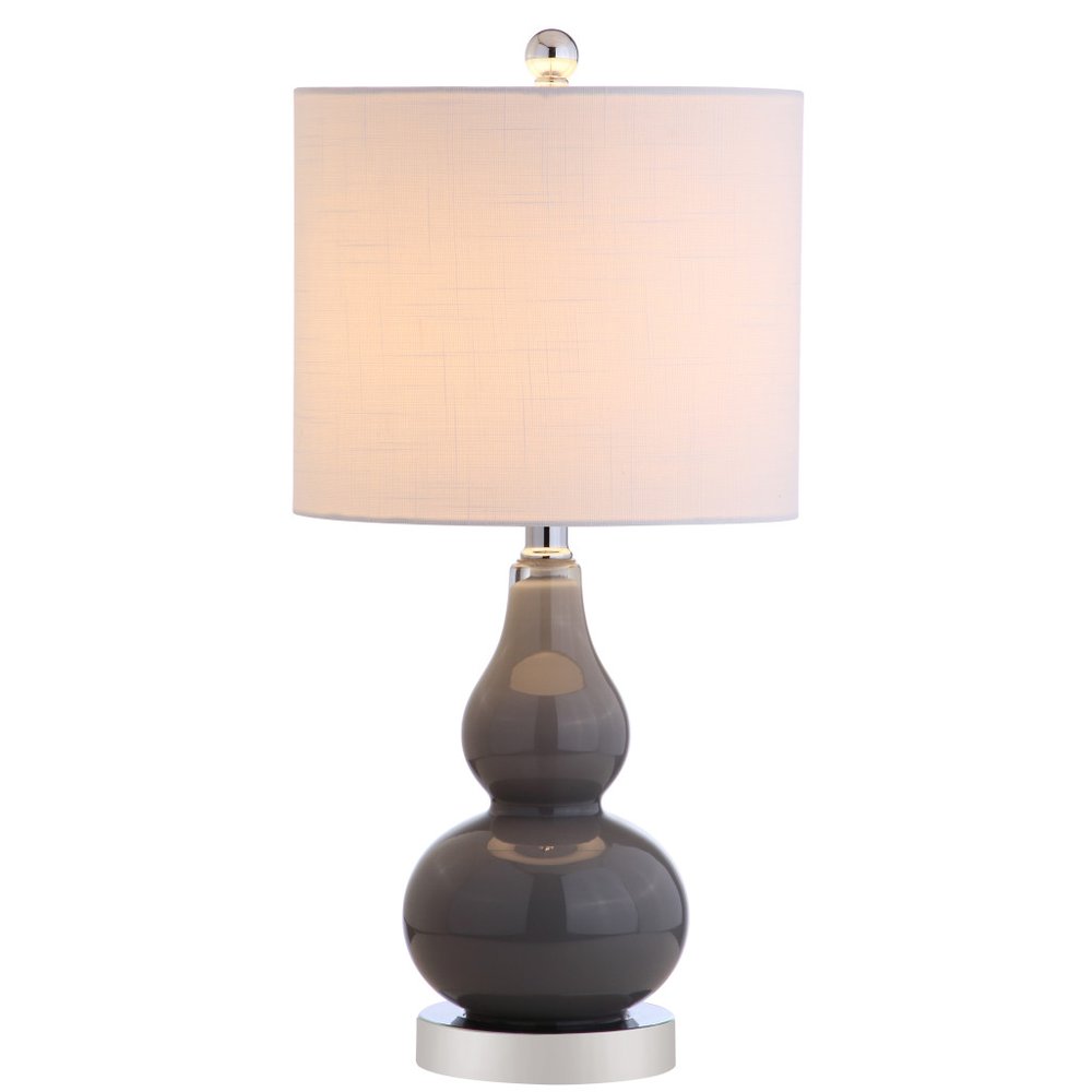 21" Silver Gourd Table Lamp With Drum Shade HomeRoots