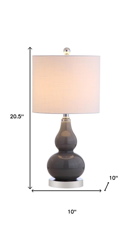 21" Silver Gourd Table Lamp With Drum Shade HomeRoots