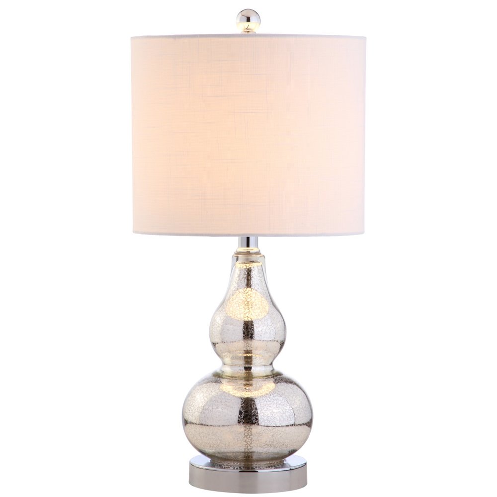 21" Silver Gourd Desk Lamp With Drum Shade HomeRoots