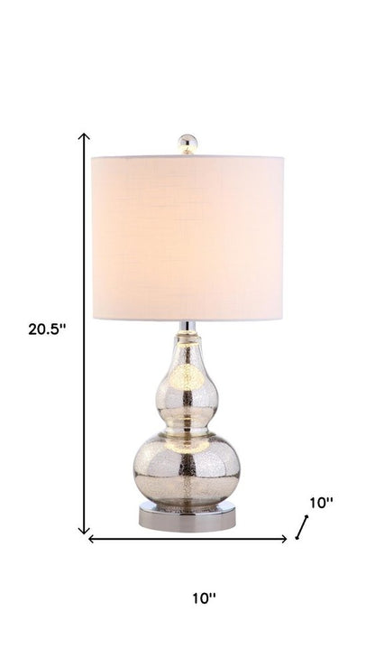 21" Silver Gourd Desk Lamp With Drum Shade HomeRoots