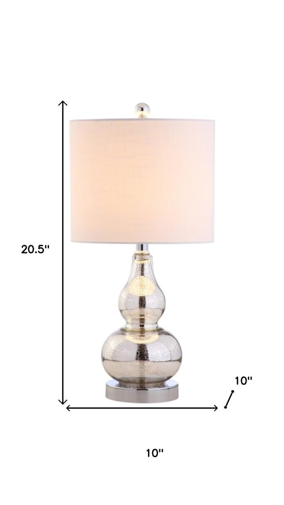Set of Two 21" Silver Gourd Table Lamps With Drum Shades HomeRoots