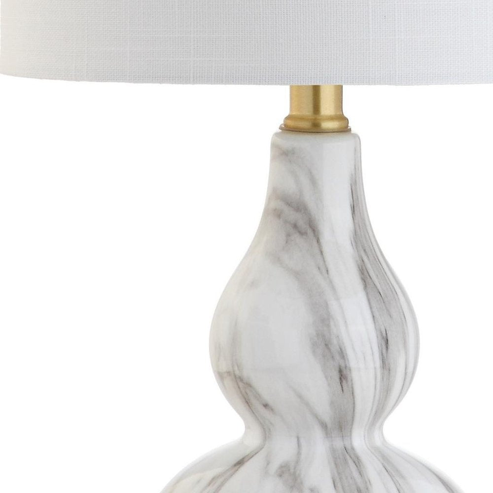21" Gold Gourd Table Lamp With Drum Shade HomeRoots