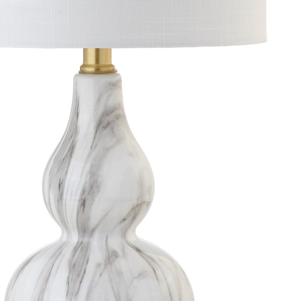 21" Gold Gourd Table Lamp With Drum Shade HomeRoots