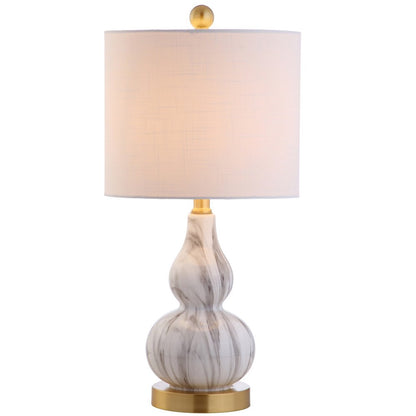 21" Gold Gourd Table Lamp With Drum Shade HomeRoots