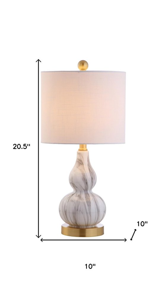 21" Gold Gourd Table Lamp With Drum Shade HomeRoots