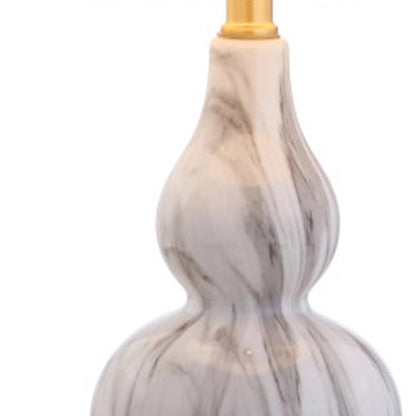 Set of Two 21" Gold Gourd Desk Lamps With Drum Shades