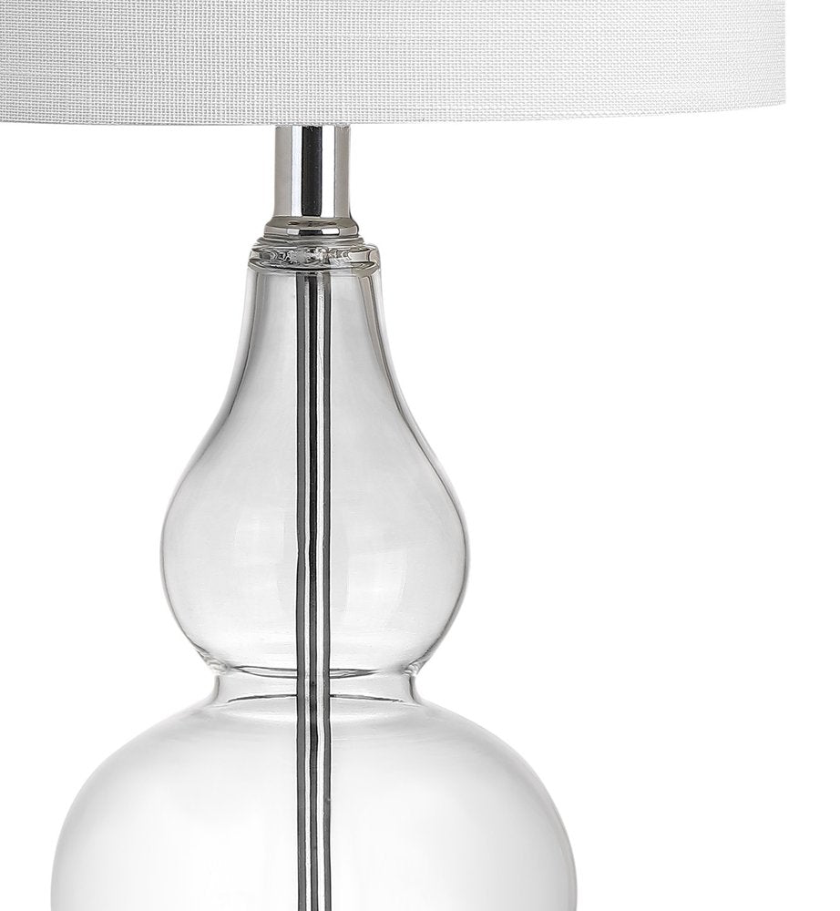 21" Silver Gourd Bedside Lamp With Drum Shade — view 3