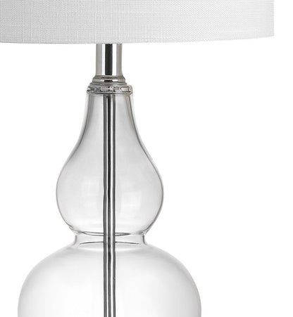 21" Silver Gourd Bedside Lamp With Drum Shade