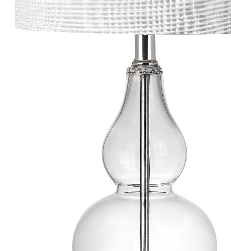 21" Silver Gourd Bedside Lamp With Drum Shade — view 1