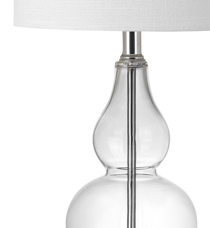 21" Silver Gourd Bedside Lamp With Drum Shade
