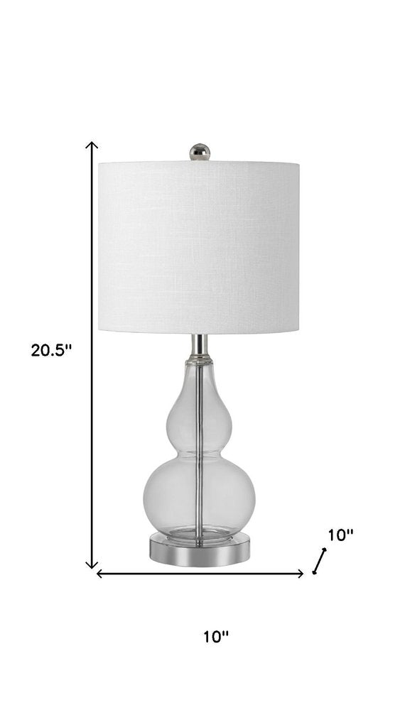 21" Silver Gourd Bedside Lamp With Drum Shade — view 5