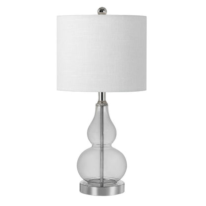 21" Silver Gourd Bedside Lamp With Drum Shade