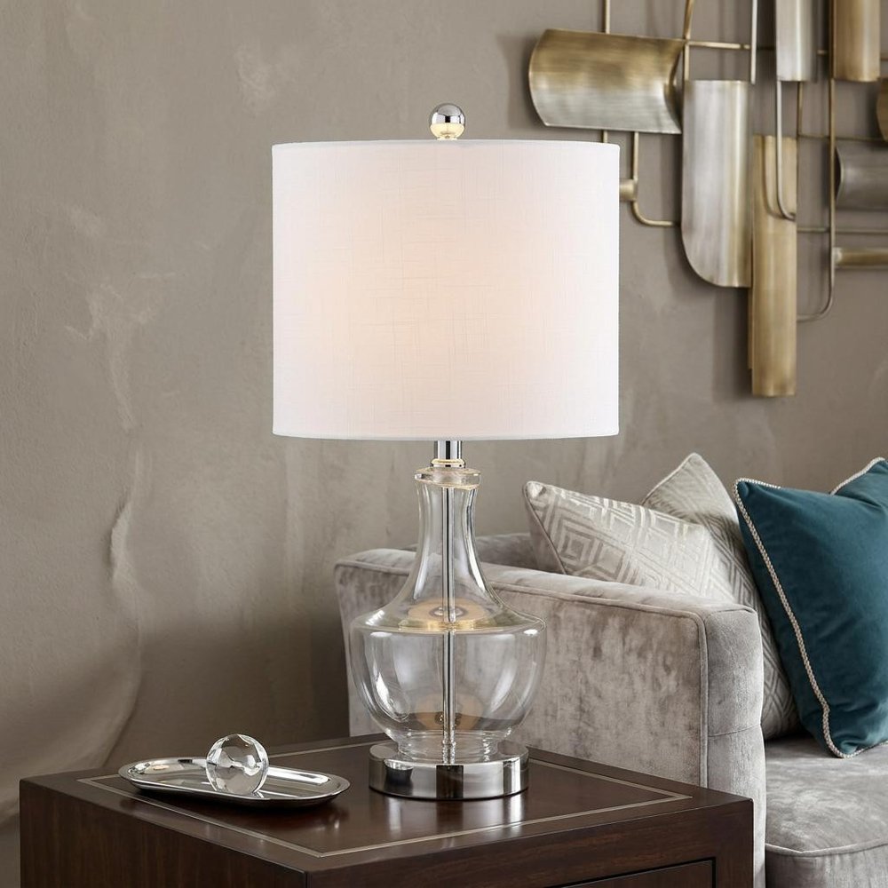 20" Silver Novelty Desk Lamp With Drum Shade — view 6