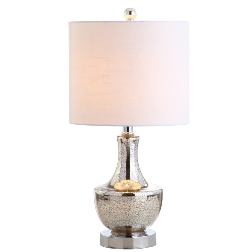 20" Silver Novelty Bedside Lamp With Drum Shade — view 3