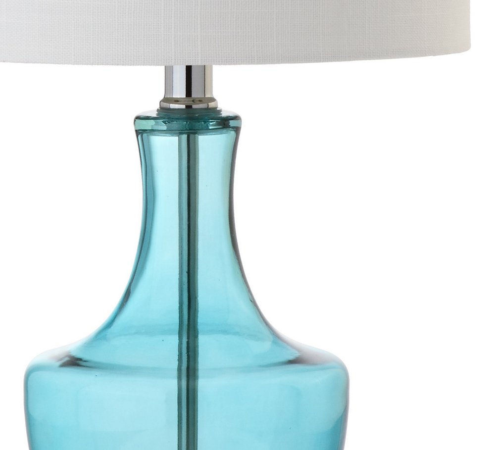 20" Turquoise And Silver Glass Gourd Table Lamp With Drum Shade HomeRoots