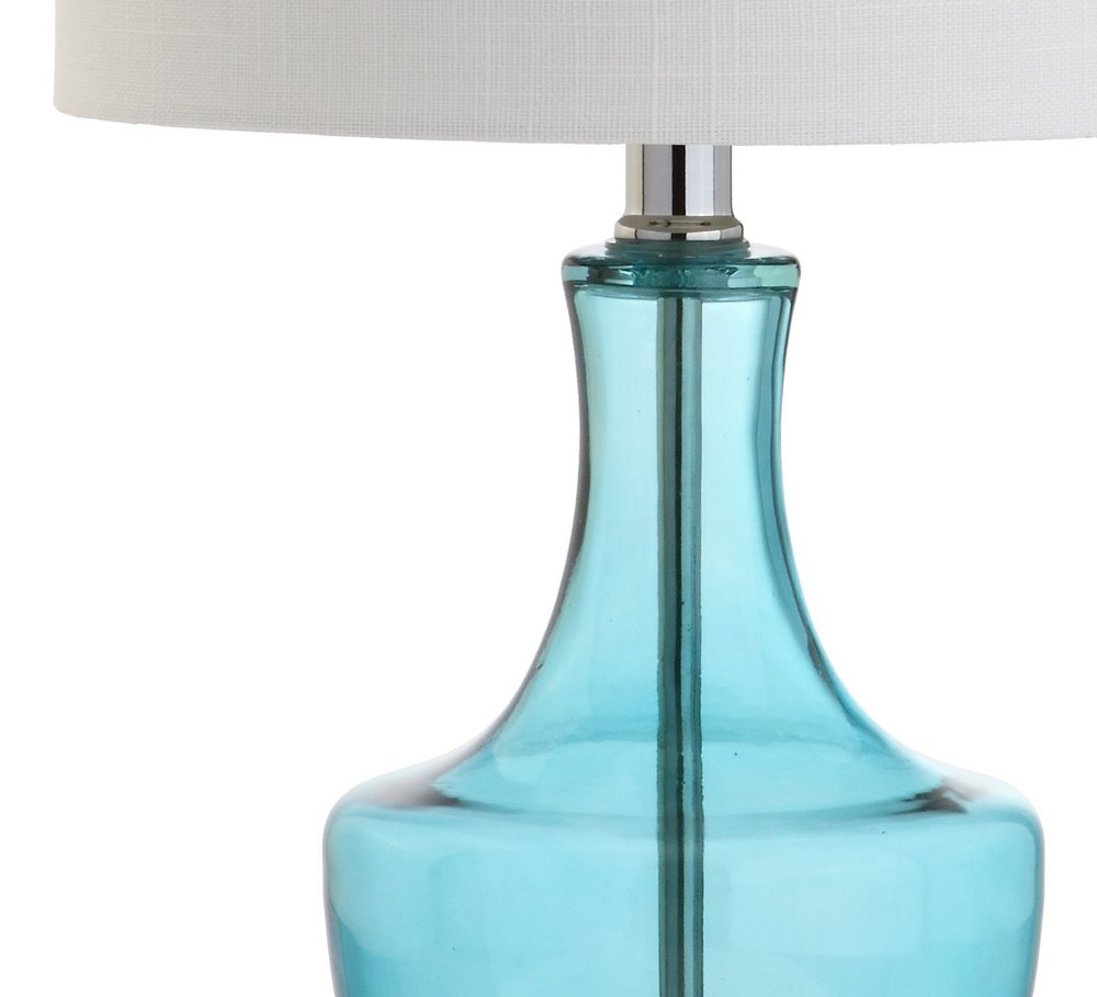 20" Turquoise And Silver Glass Gourd Table Lamp With Drum Shade HomeRoots