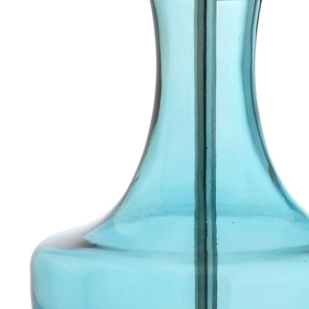 20" Turquoise And Silver Glass Gourd Table Lamp With Drum Shade HomeRoots