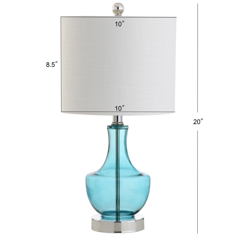 20" Turquoise And Silver Glass Gourd Table Lamp With Drum Shade HomeRoots