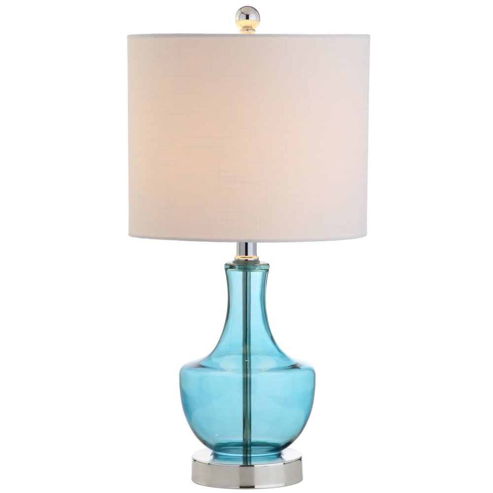 20" Turquoise And Silver Glass Gourd Table Lamp With Drum Shade HomeRoots