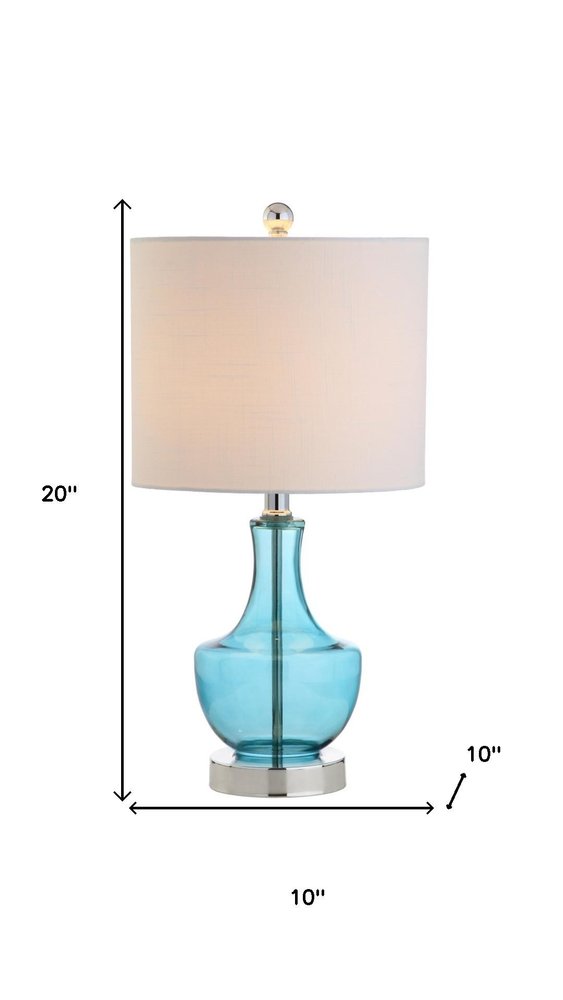 20" Turquoise And Silver Glass Gourd Table Lamp With Drum Shade HomeRoots