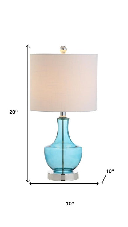 20" Turquoise And Silver Glass Gourd Table Lamp With Drum Shade HomeRoots