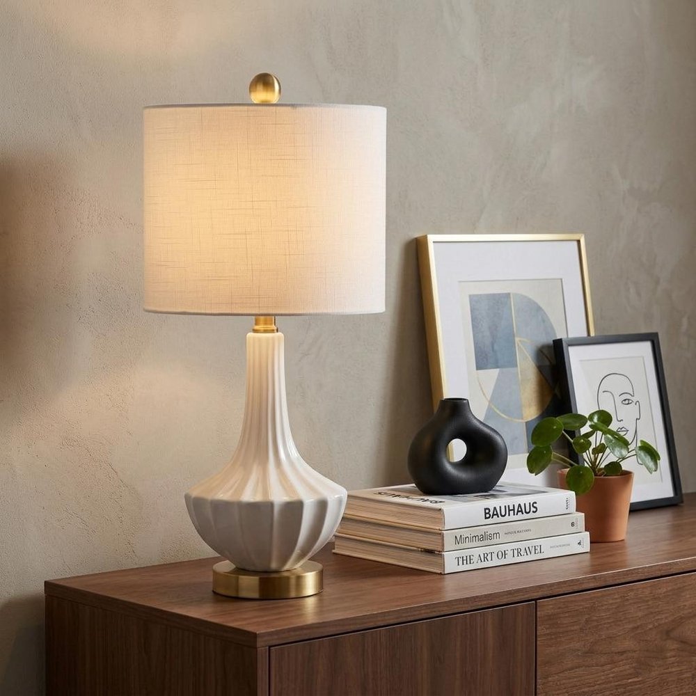 22" Gold Urn Table Lamp With Drum Shade HomeRoots