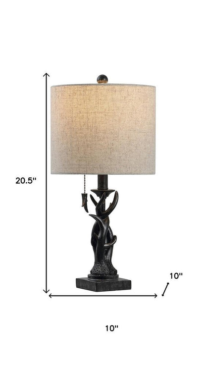 21" Black Antlers Table Lamp With Drum Shade HomeRoots
