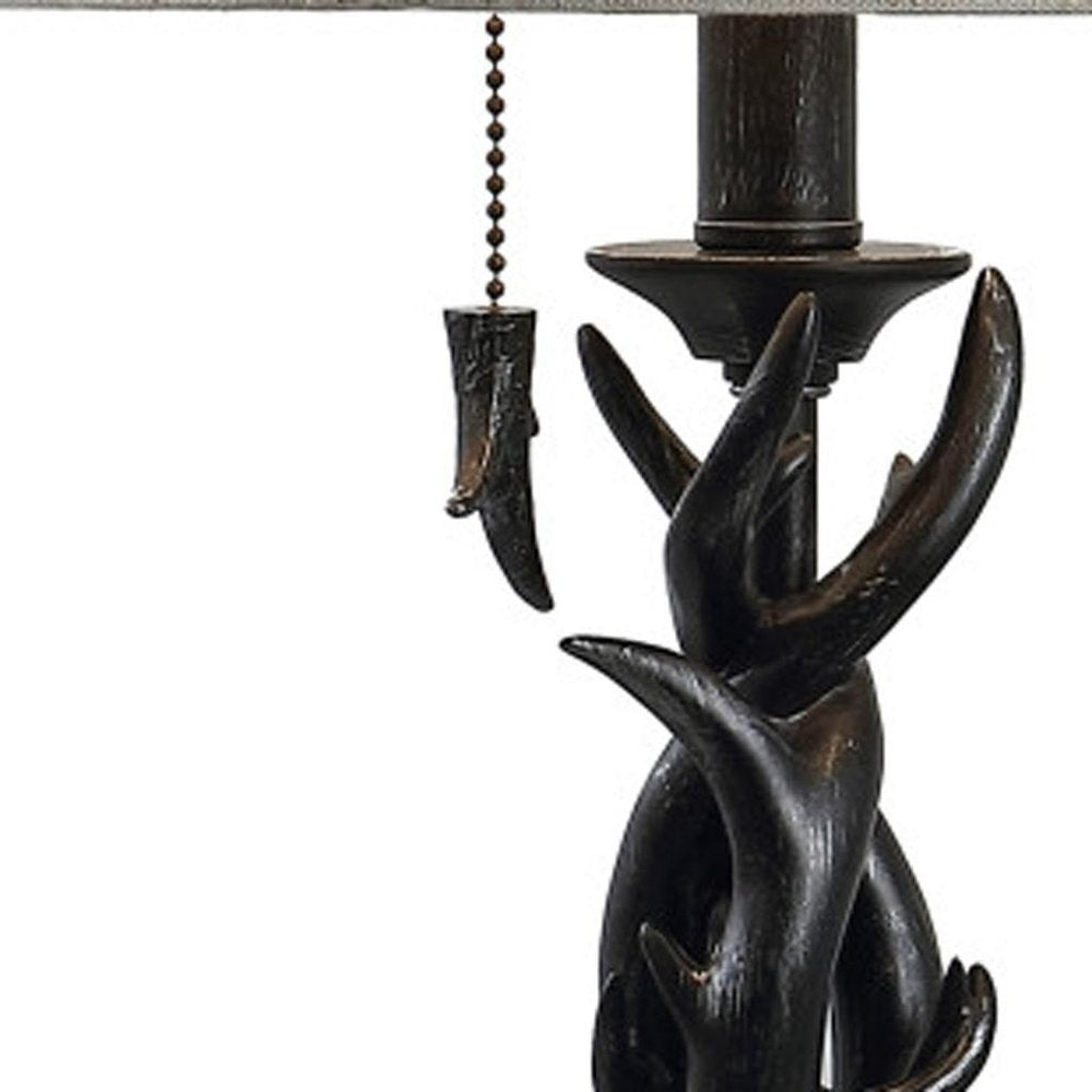 21" Black Antlers Table Lamp With Drum Shade HomeRoots