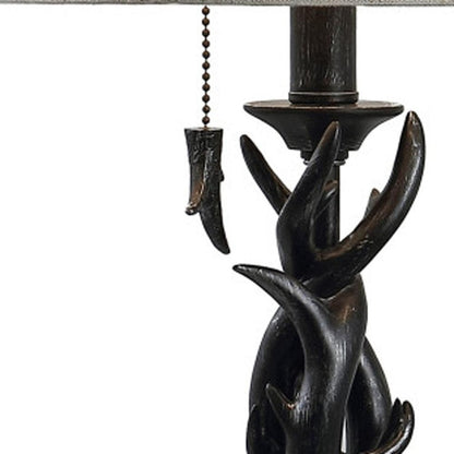 21" Black Antlers Table Lamp With Drum Shade HomeRoots