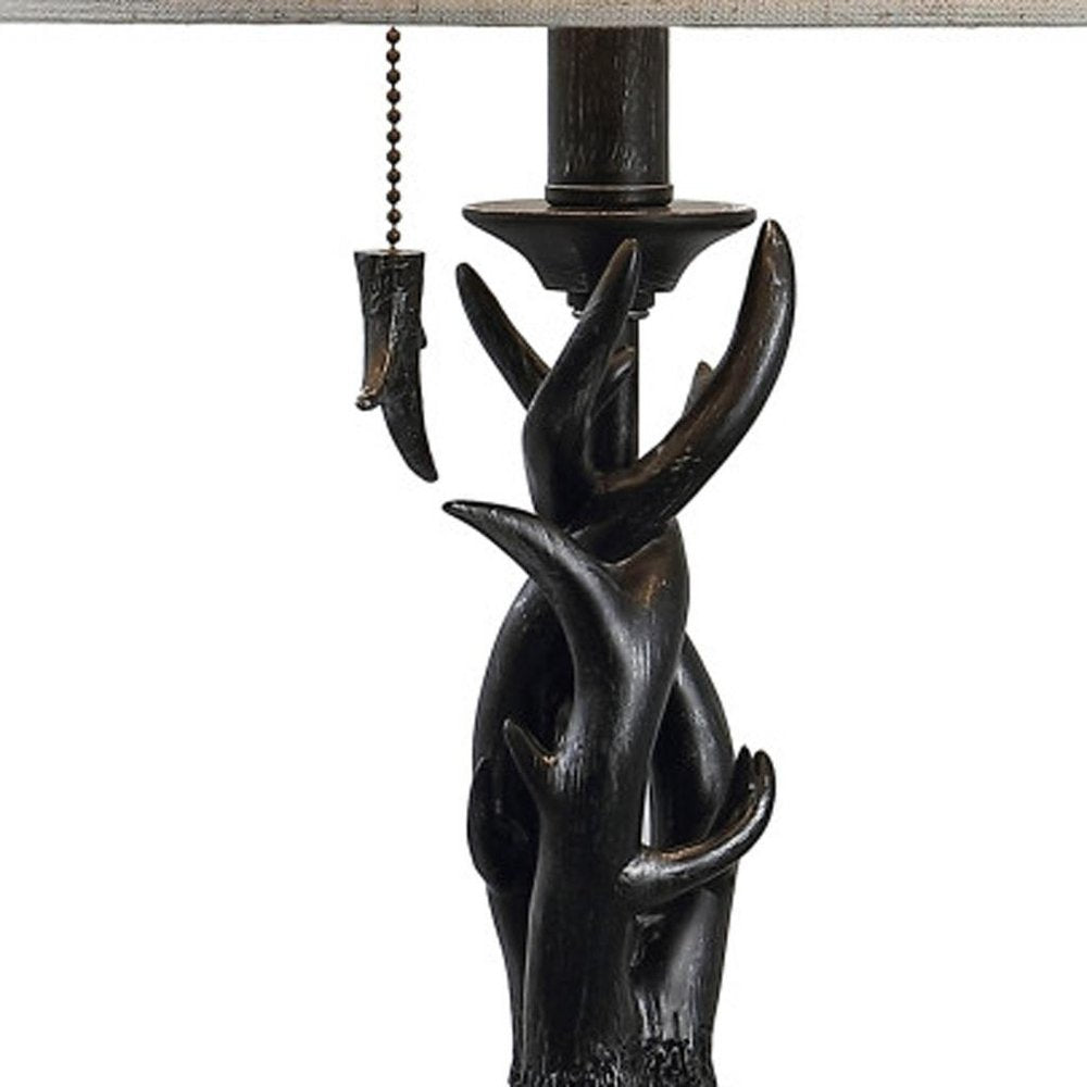 21" Black Antlers Table Lamp With Drum Shade HomeRoots