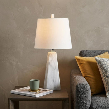 21" White Novelty Table Lamp With Empire Shade HomeRoots