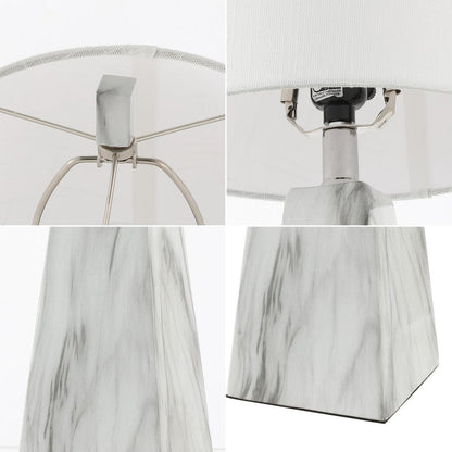 Set of Two 21" White Geometric Table Lamps With Empire Shades HomeRoots