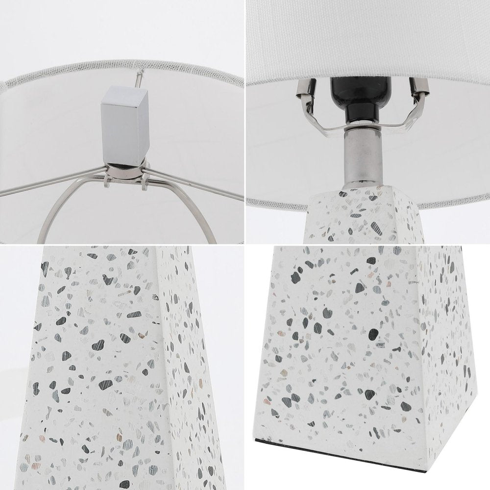 Set of Two 21" White Geometric Table Lamps With Empire Shades HomeRoots