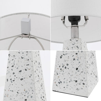 Set of Two 21" White Geometric Table Lamps With Empire Shades HomeRoots