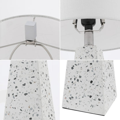 Set of Two 21" White Geometric Table Lamps With Empire Shades HomeRoots