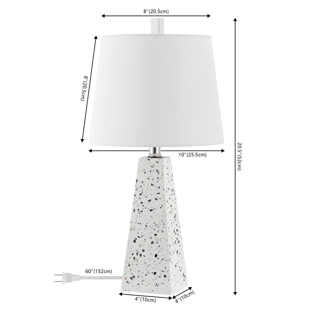 Set of Two 21" White Geometric Table Lamps With Empire Shades HomeRoots