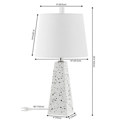Set of Two 21" White Geometric Table Lamps With Empire Shades HomeRoots