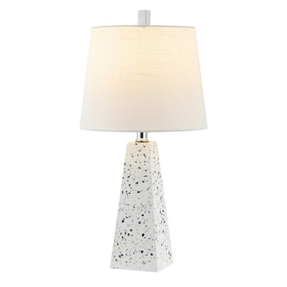 Set of Two 21" White Geometric Table Lamps With Empire Shades HomeRoots